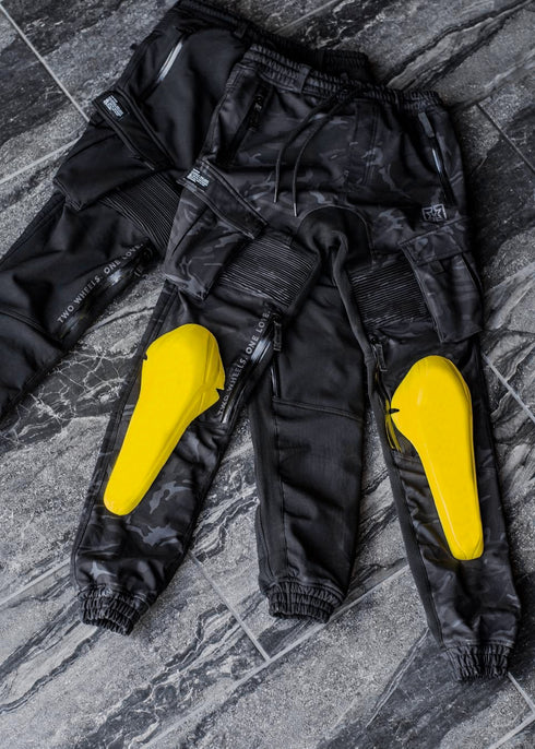 Ride Rich Unit 16 Armoured Softshell Waterproof Cargo Motorcycle Joggers - Black